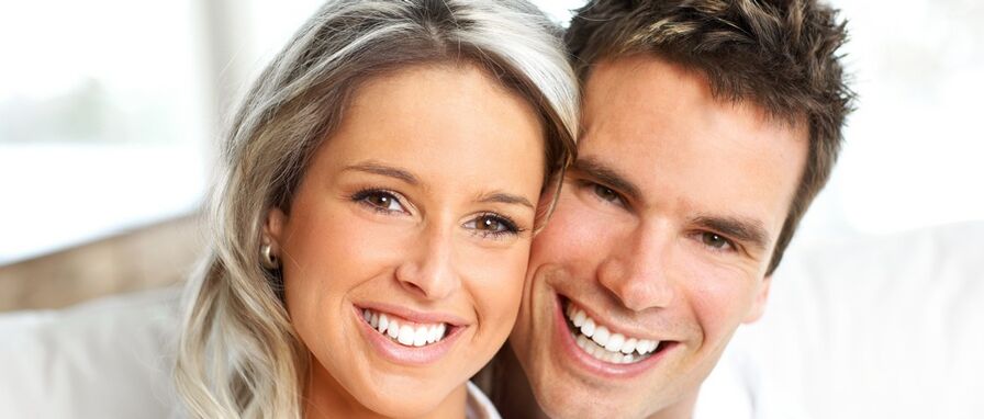 a woman and a man with good eyesight after his restoration
